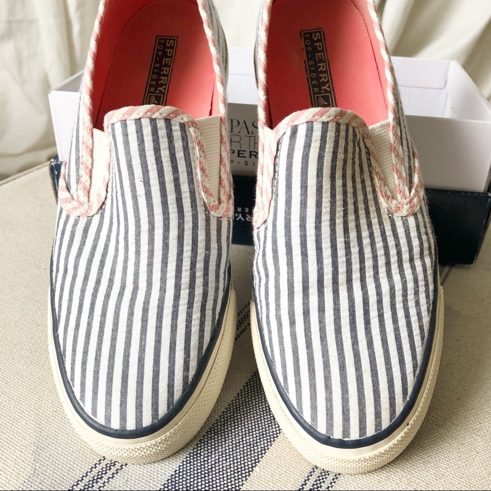 Sperry Top-sider Mariner Navy Seersucker 7M